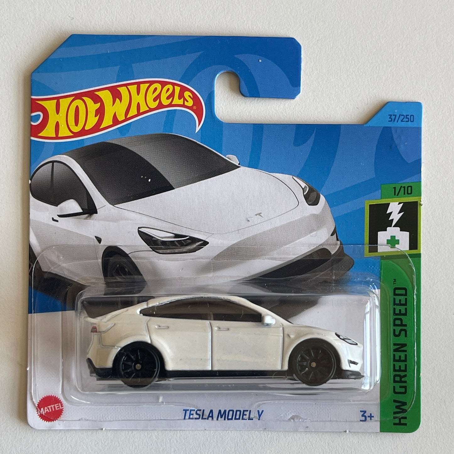 Hot Wheels Tesla Model Y (White) Short Card HW Green Speed 37/250