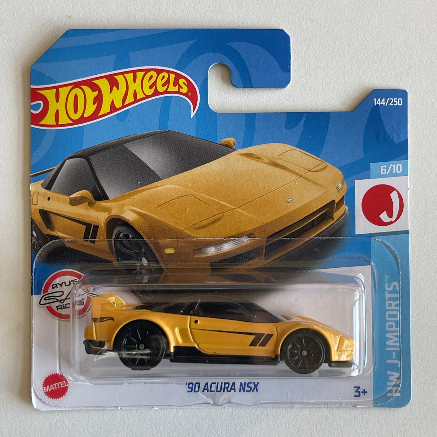 Hot Wheels '90 Acura NSX (Yellow) Short Card (Damaged) HW J-Imports 144/250