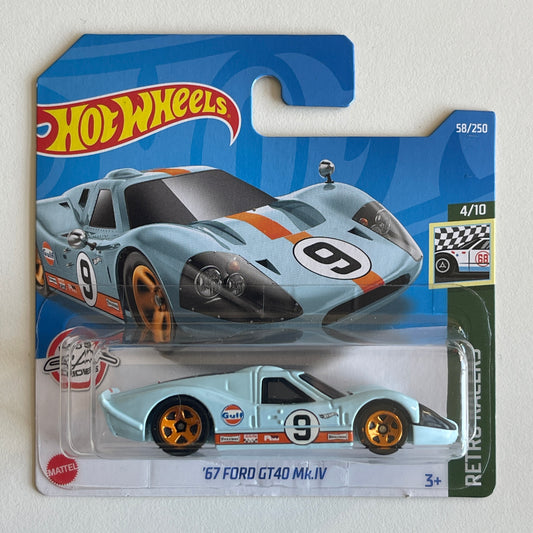 Hot Wheels Gulf '67 Ford GT40 Mk.IV (Blue) Short Card Retro Racers 58/250