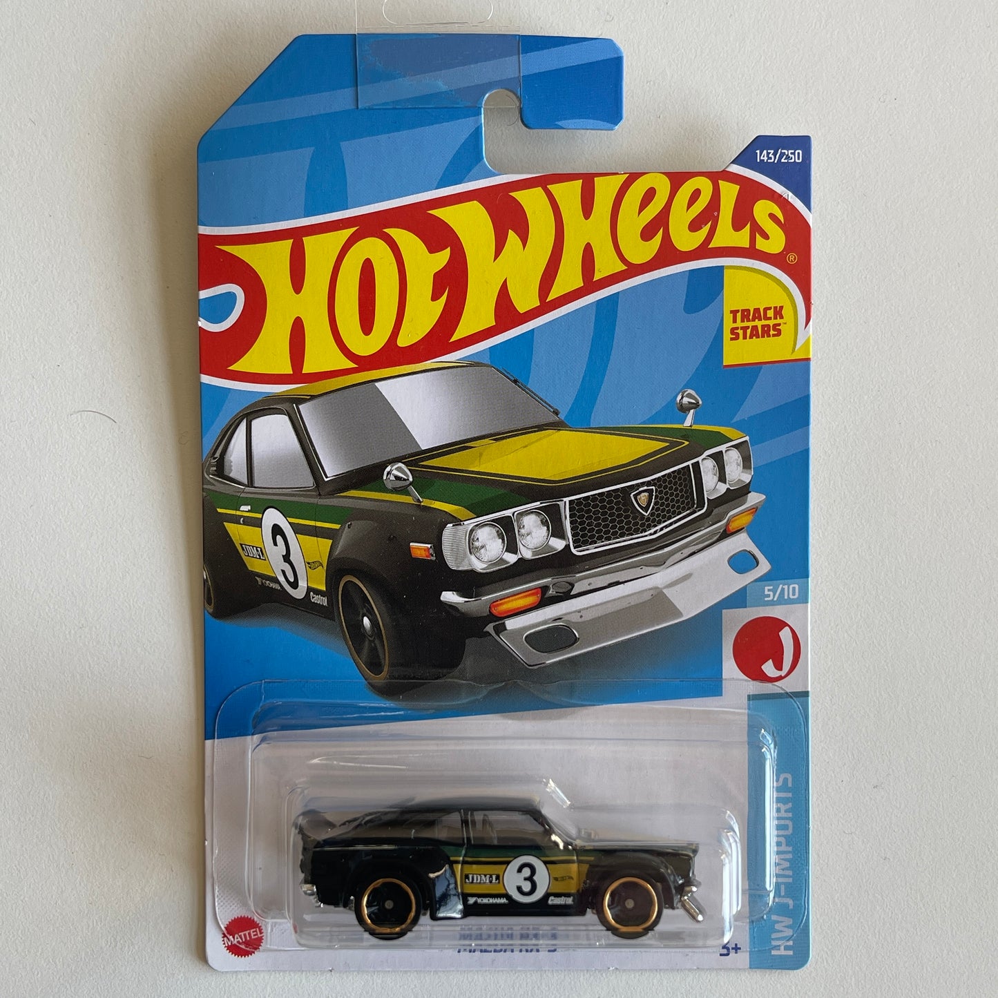 Hot Wheels Mazda RX-3 (Black) Long Card (Damaged) HW J-Imports 143/250