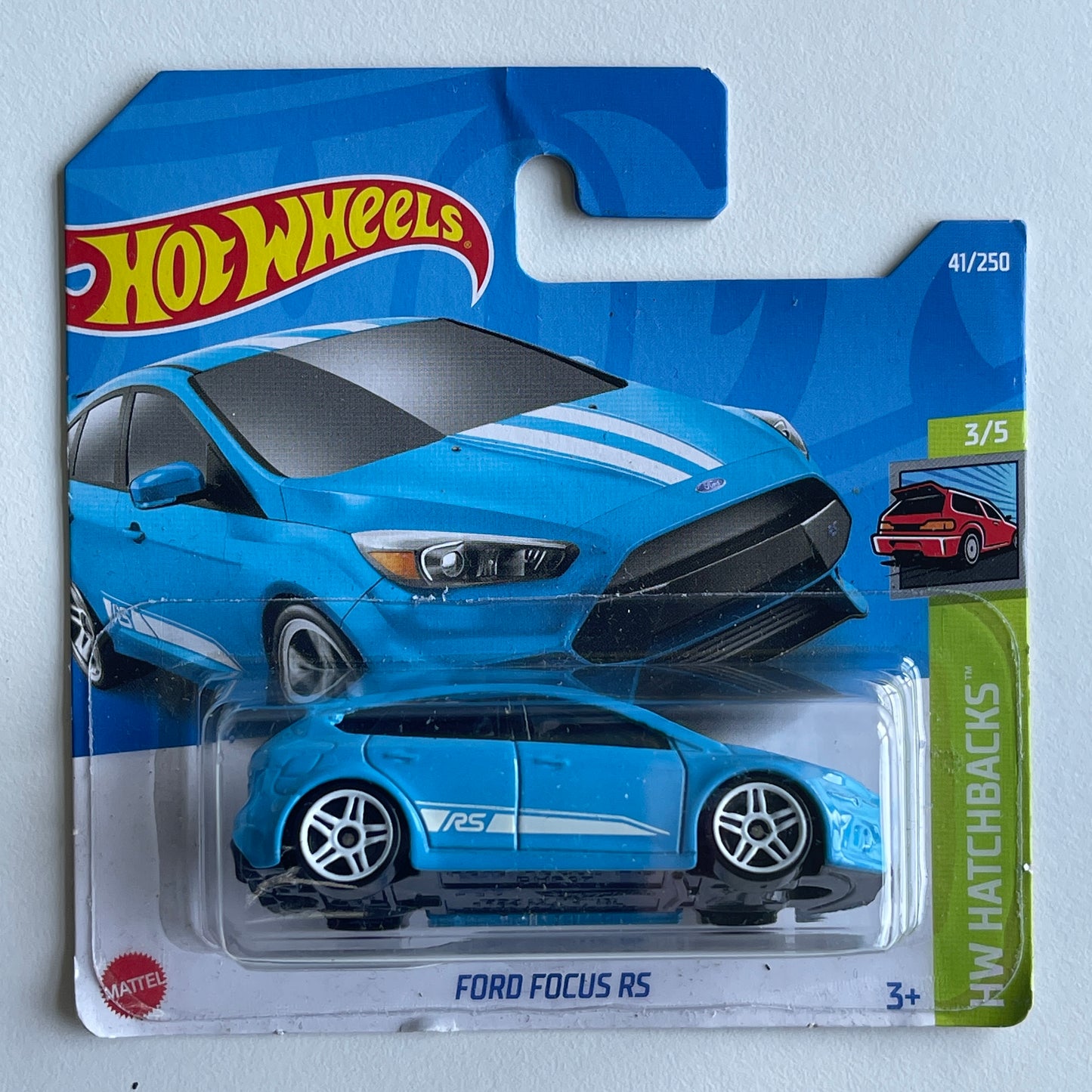 Hot Wheels Ford Focus RS (Blue) Short Card (Damaged) HW Hatchbacks 41/250