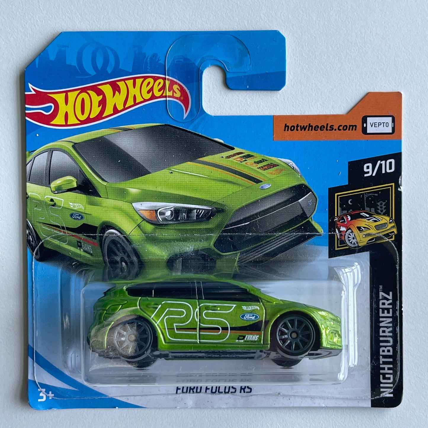 Hot Wheels Ford Focus RS (Green) Short Card (Damaged) Nightburnerz 139/250