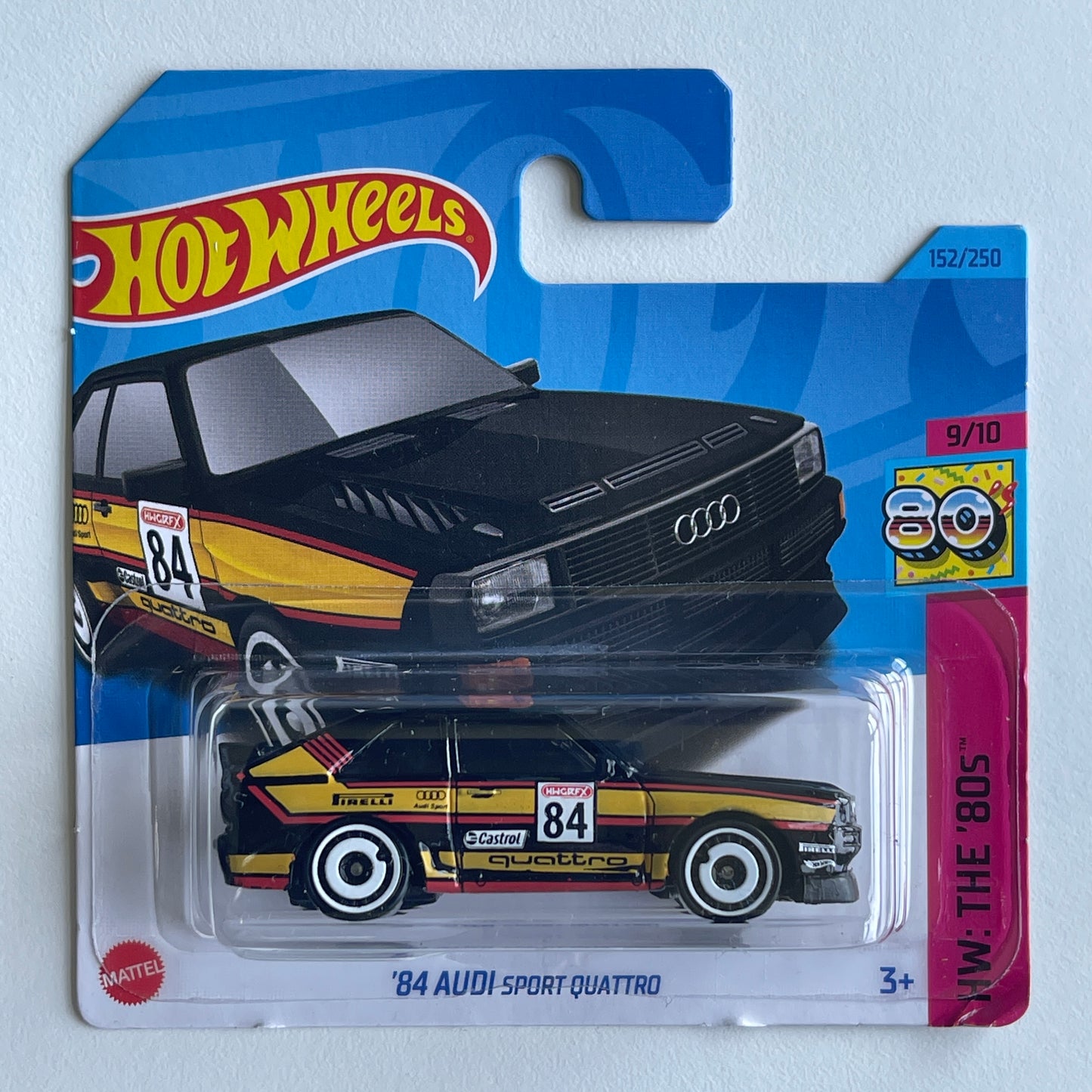 Hot Wheels '84 Audi Sport Quattro (Black) Short Card (Damaged) HW The '80s 152/250