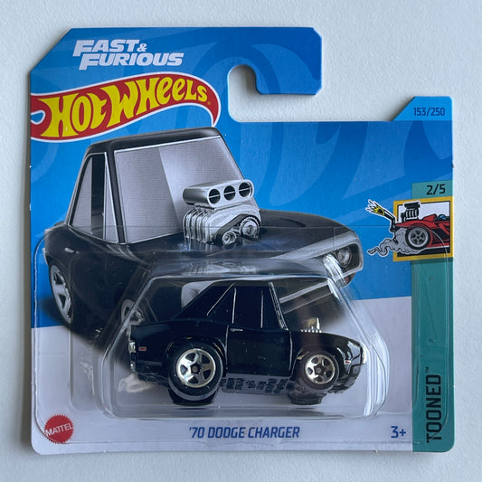 Hot Wheels Fast & Furious '70 Dodge Charger (Black) Short Card (Damaged) Tooned 153/250