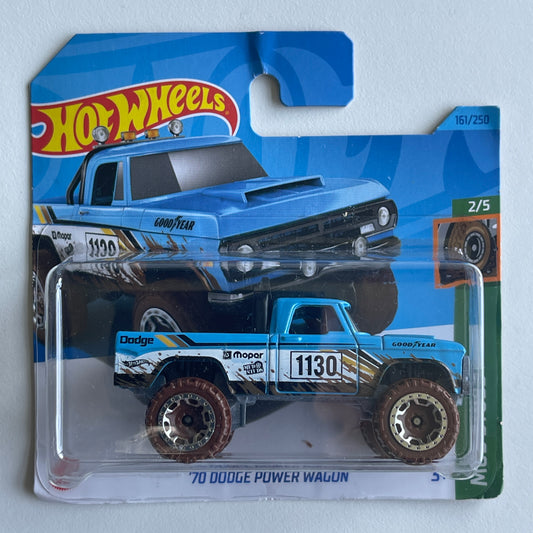 Hot Wheels '70 Dodge Power Wagon (Blue) Short Card (Damaged) Mud Studs 161/250