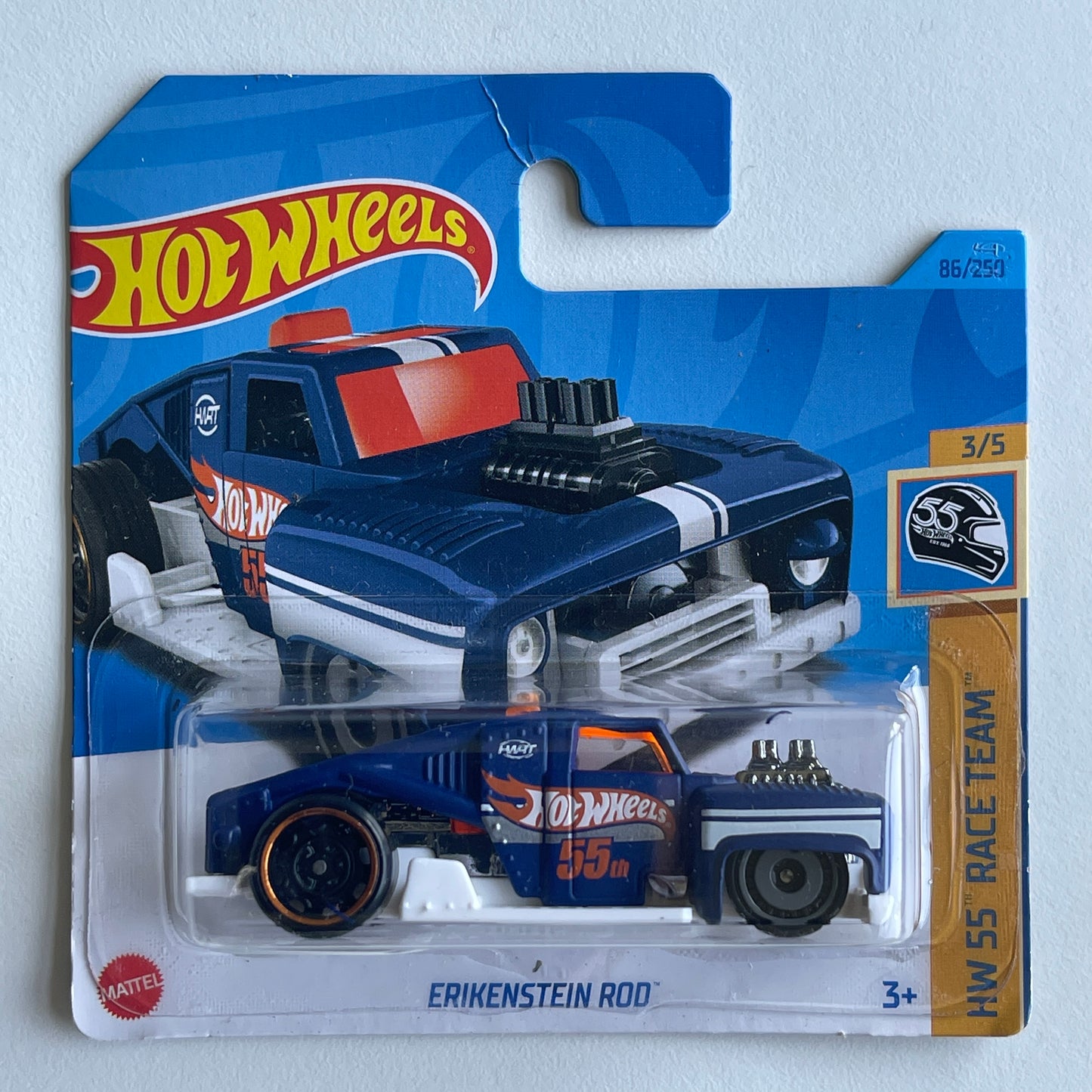 Hot Wheels Erikenstein Rod (Blue) Short Card (Damaged) HW 55 Race Team 86/250