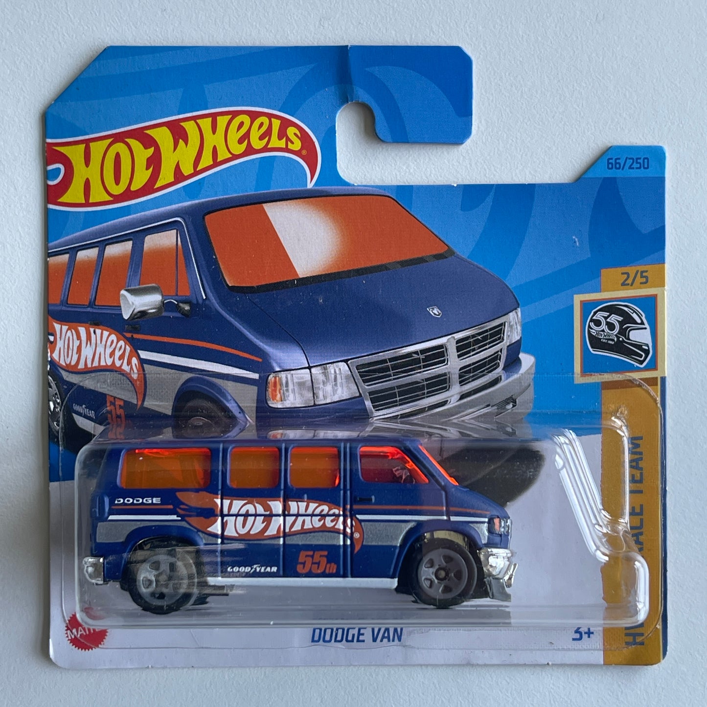 Hot Wheels Dodge Van (Blue) Short Card (Damaged) HW 55 Race Team 66/250