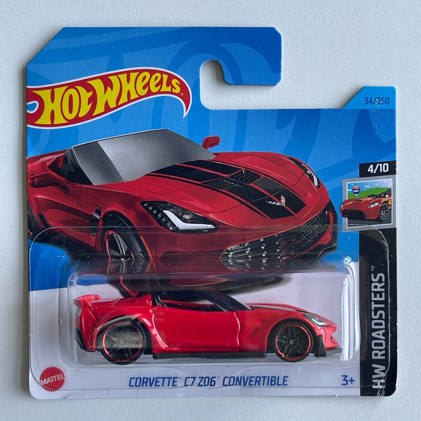 Hot Wheels Corvette C7 Z06 Convertible (Red) Short Card (Damaged) HW Roadsters 34/250