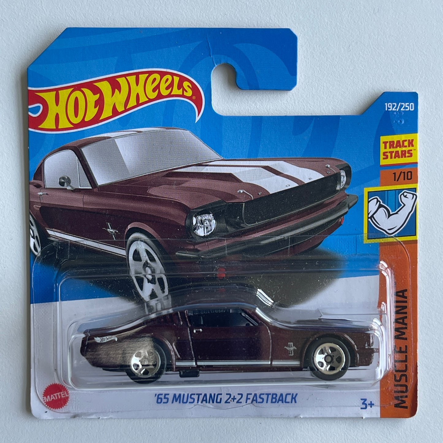 Hot Wheels '65 Mustang 2+2 Fastback (Brown) Short Card (Damaged) Muscle Mania 192/250