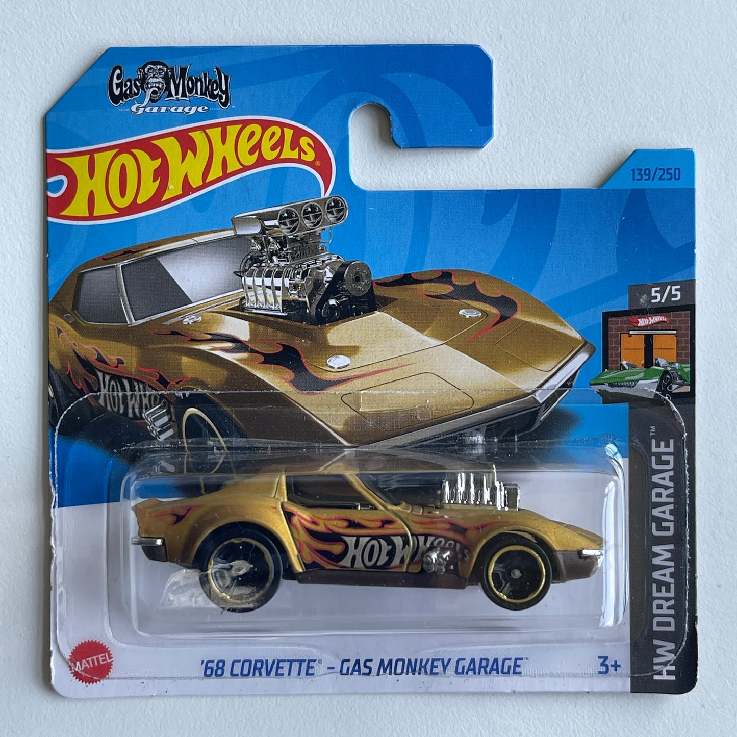 Hot Wheels '68 Corvette - Gas Monkey Garage (Brown) Short Card (Damaged) HW Dream Garage 139/250