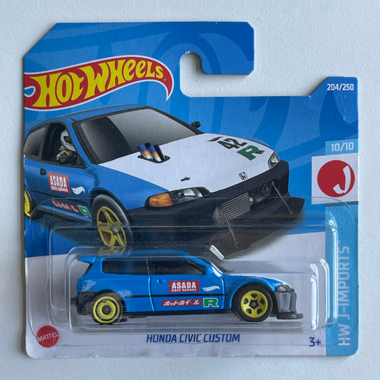 Hot Wheels Honda Civic Custom (Blue) Short Card (Damaged) HW J-Imports 204/250