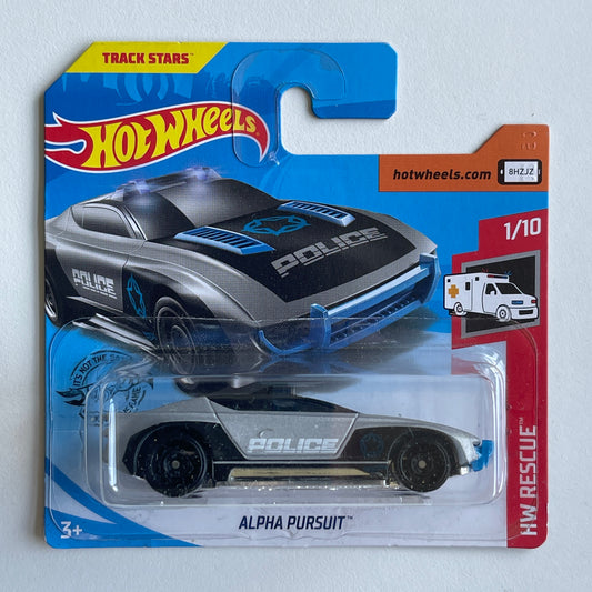 Hot Wheels Police Alpha Pursuit (Grey) Short Card (Damaged) HW Rescue 206/250