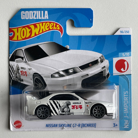 Hot Wheels Godzilla Nissan Skyline GT-R [BCNR33] (White) Short Card (Damaged) HW J-Imports 96/250