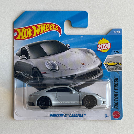 Hot Wheels Porsche 911 Carrera T (Grey) Short Card Factory Fresh 15/250