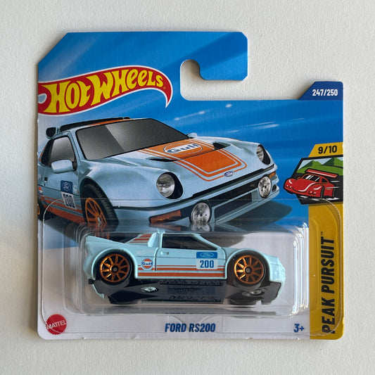 Hot Wheels Gulf Ford RS200 (Blue) Short Card Peak Pursuit 247/250