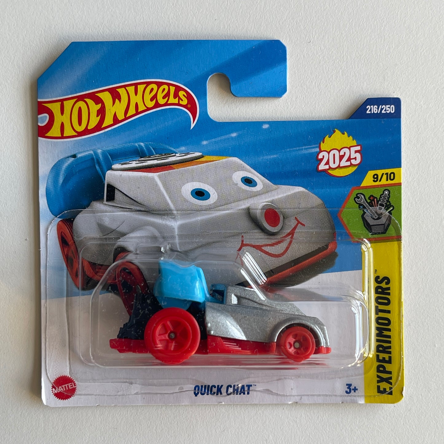 Hot Wheels Quick Chat (Red/Grey/Blue) Short Card (Damaged) Experimotors 216/250