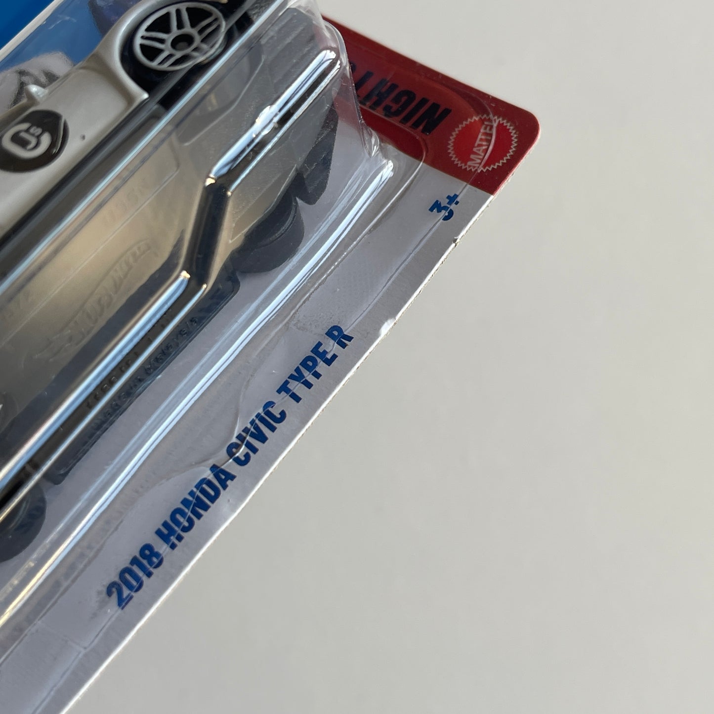 Hot Wheels 2018 Honda Civic Type R (White) Short Card (Damaged) NightSpeed 11/250