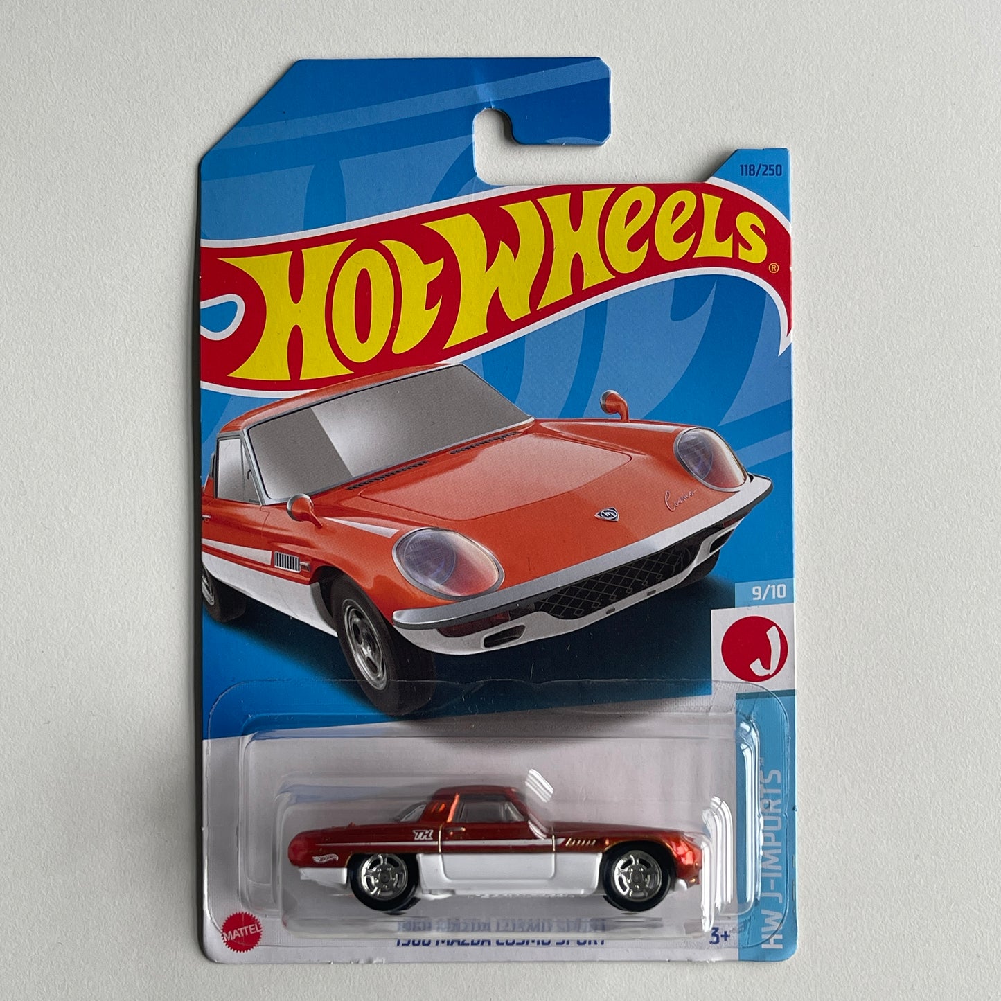 Hot Wheels STH 1968 Mazda Cosmo Sport (Orange) Long Card HW J-Imports 118/250 Super Treasure Hunt (Damaged)