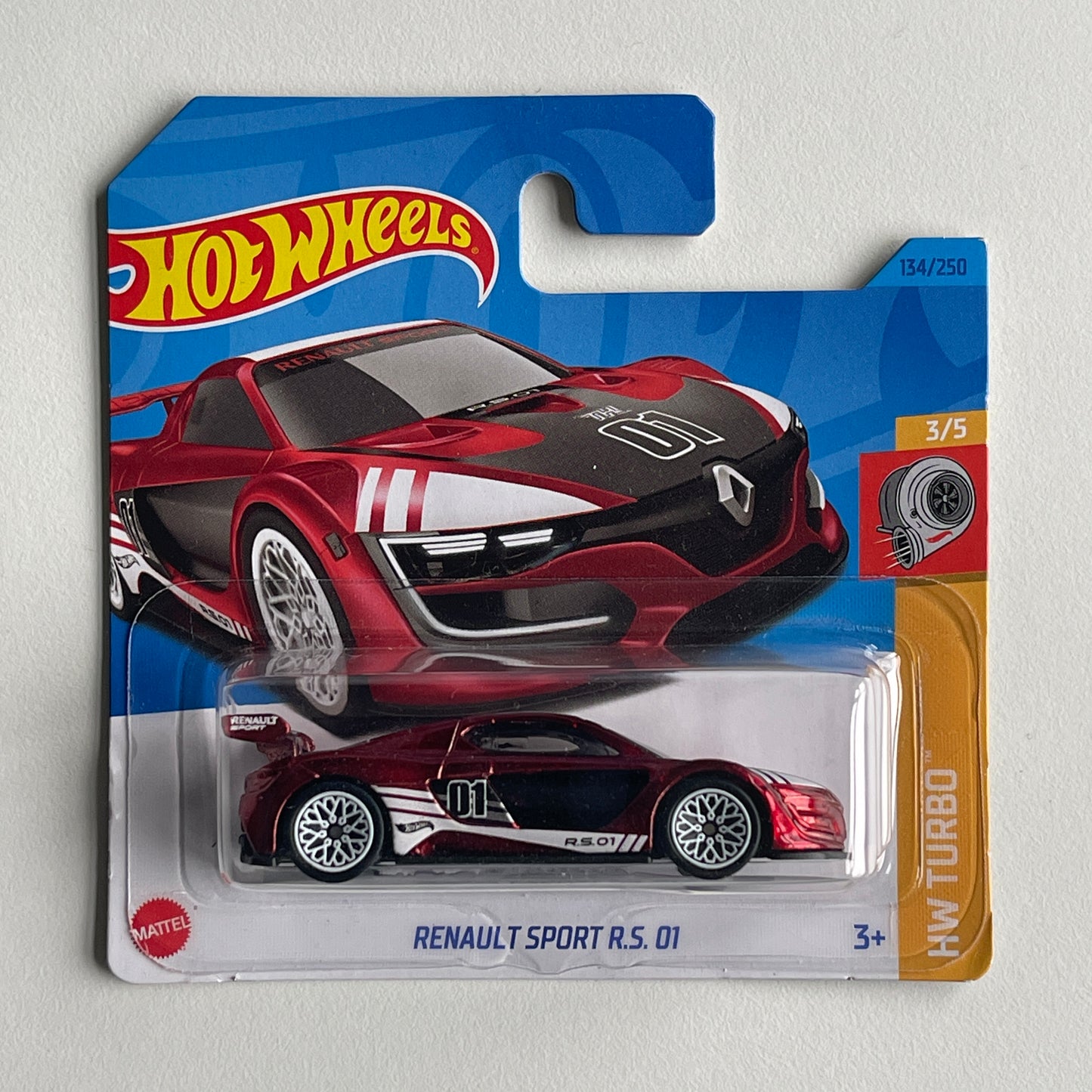 Hot Wheels STH Renault Sport RS 01 (Red) Short Card (Damaged) HW Turbo 134/250 Super Treasure Hunt