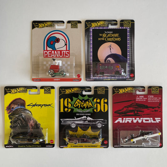 Hot Wheels [2025 Pop Culture] Mix 6, Set of 5 Cars