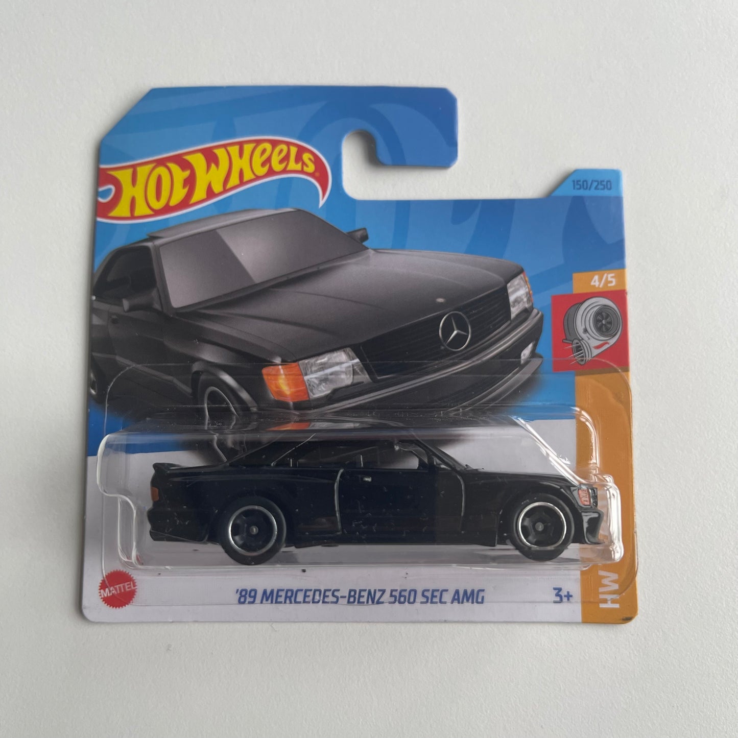 Hot Wheels '89 Mercedes - Benz 560 SEC AMG (Black) Short Card HW Turbo 150/250