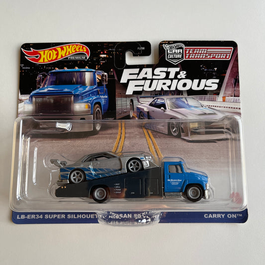 Hot Wheels Team Transport #Special Fast & Furious LB-ER34 Super Silhouette Nissan Skyline (Card Damage)