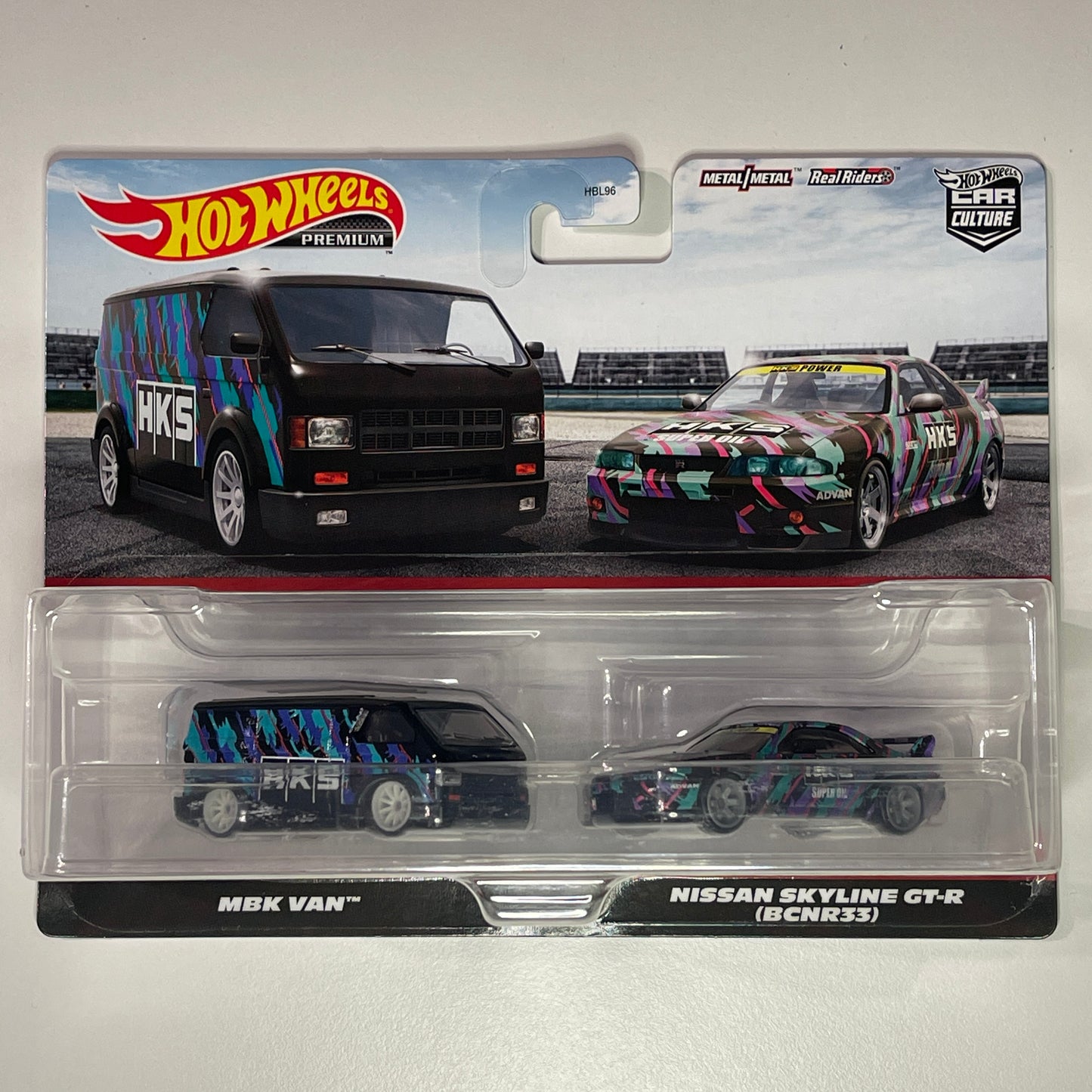 Hot Wheels [2023, 2-balenie] HKS MBK Van, Nissan Skyline GT-R (BCNR33)