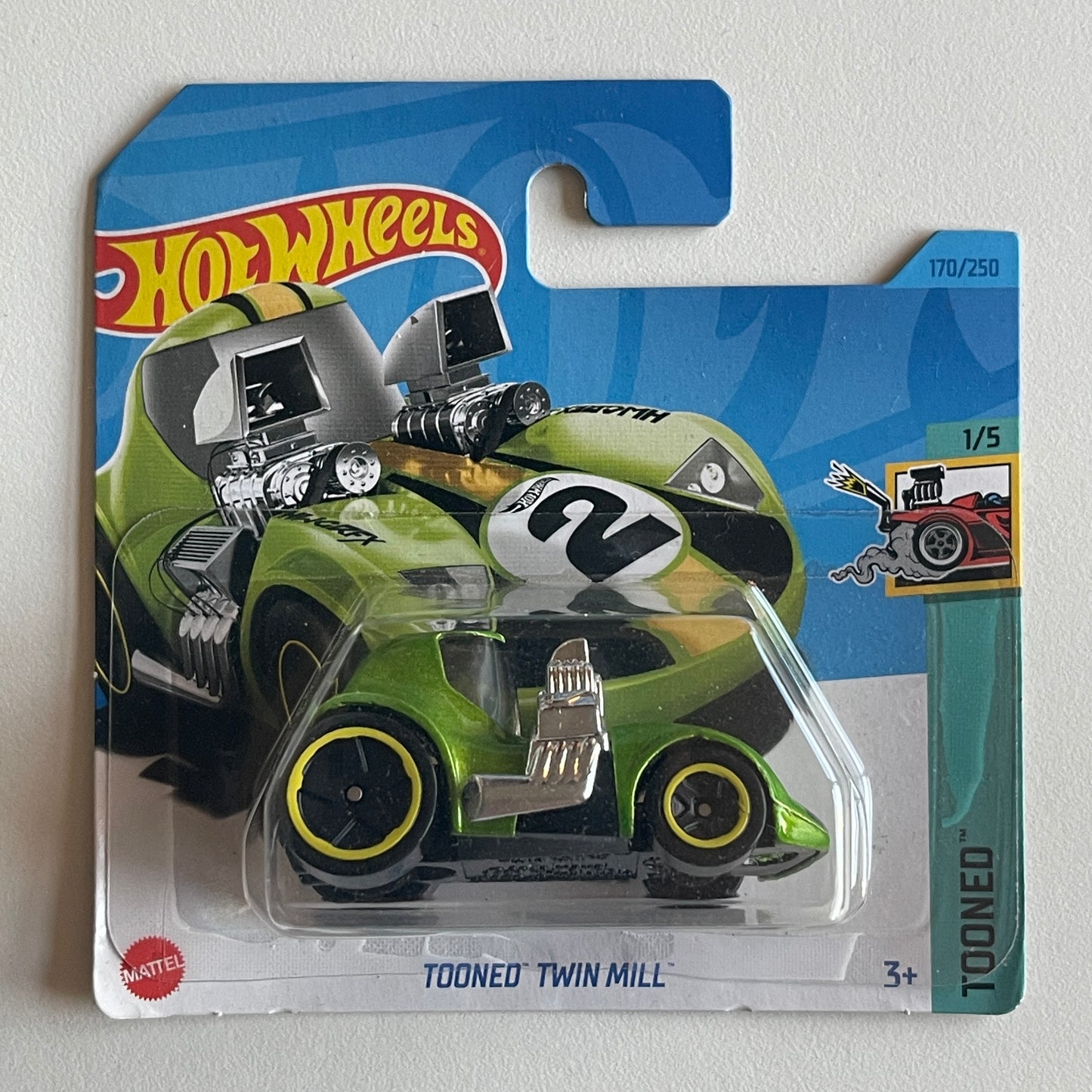 Hot Wheels Tooned Twin Mill (Green) Short Card (Damaged) Tooned 170/250