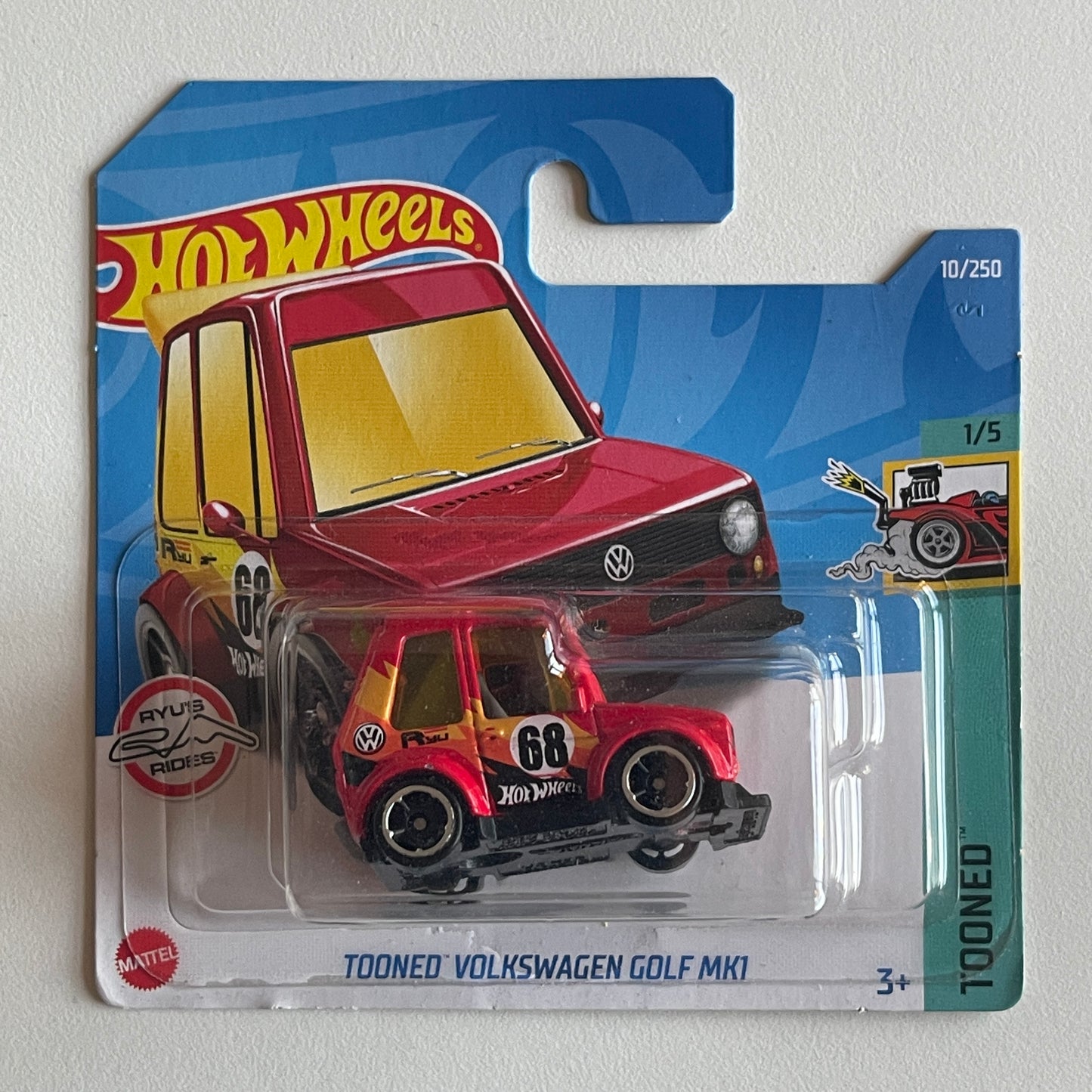 Hot Wheels Tooned Volkswagen Golf MK1 (Red) Short Card Tooned 10/250