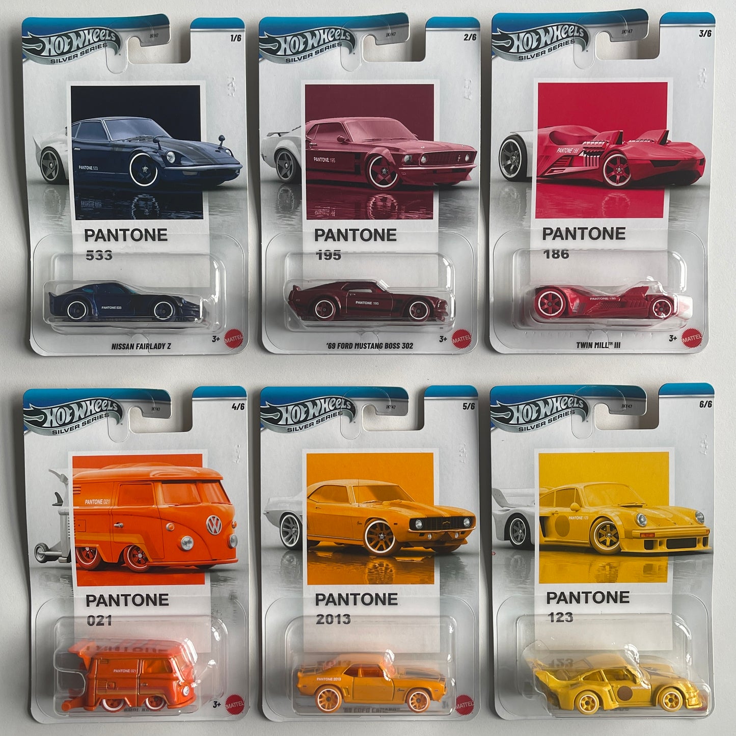 Hot Wheels [2025 Silver Series] Pantone A Assortment, Set of 6