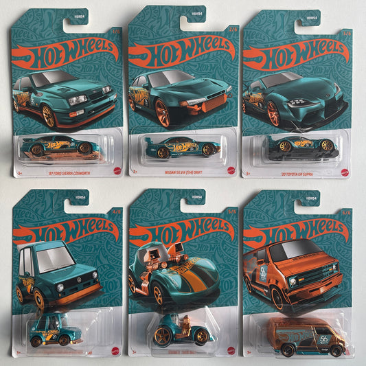 Hot Wheels 2024 Green And Gold Set of 6 Cars (Damaged)