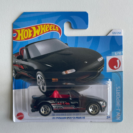 Hot Wheels '91 Mazda MX-5 Miata (Black) Short Card (Damaged) HW J-Imports 120/250