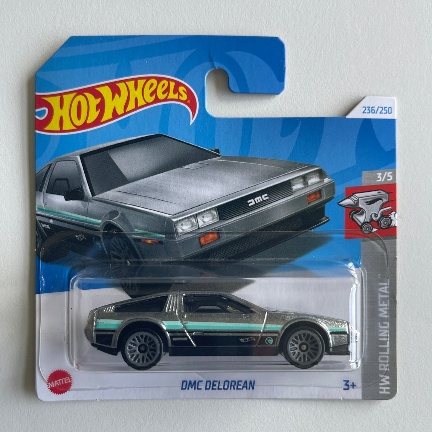 Hot Wheels DMC DeLorean (Zamac) Short Card (Damaged) HW Rolling Metal 236/250