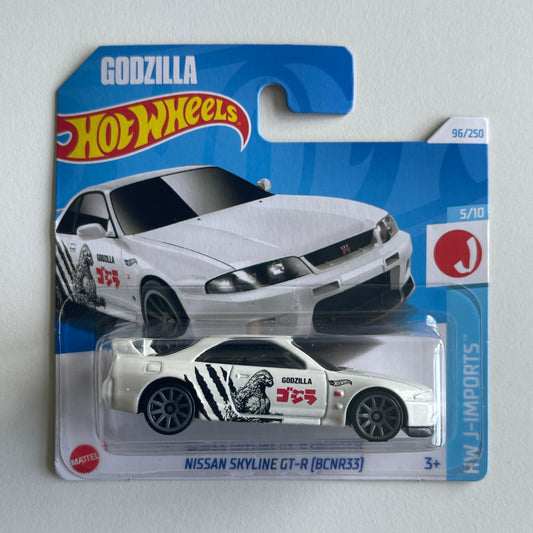 Hot Wheels Godzilla Nissan Skyline GT-R [BCNR33] (White) Short Card  HW J-Imports 96/250