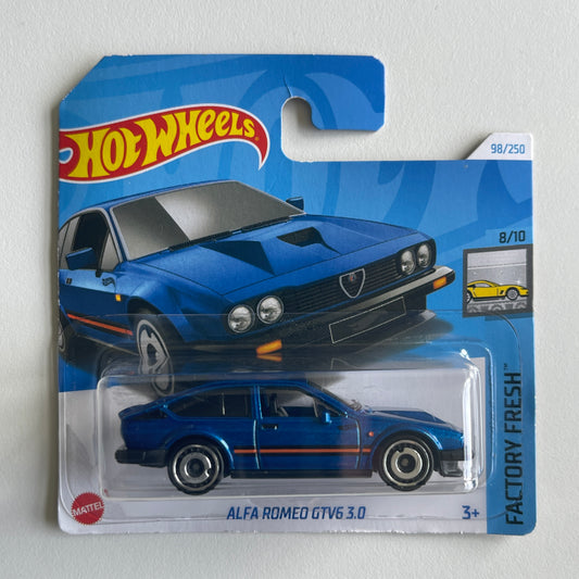 Hot Wheels Alfa Romeo GTV6 3.0 (Blue) Short Card (Damaged) Factory Fresh 98/250