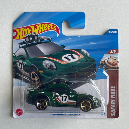 Hot Wheels Porsche 911 Rallye (Green) Short Card (Damaged) Safari Mode 154/250