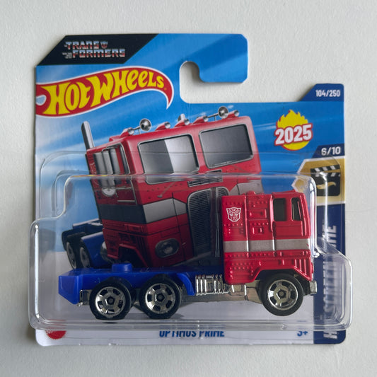 Hot Wheels Transformers Optimus Prime (Red) Short Card (Damaged) HW Screen Time 104/250