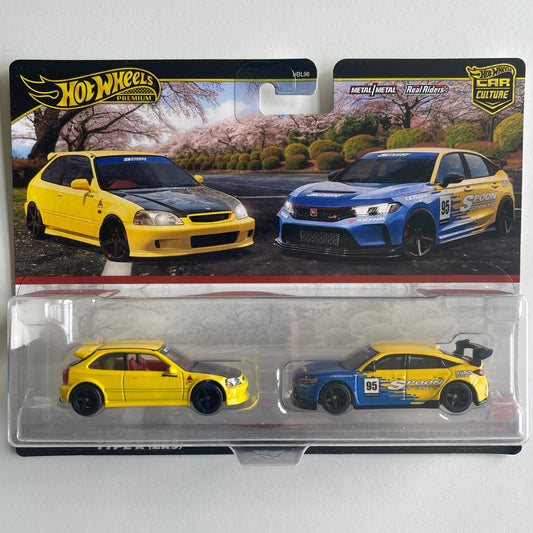 Hot Wheels 2 Twin Pack '99 Honda Civic Type R (EK9) - Honda Civic Type R (Damaged)