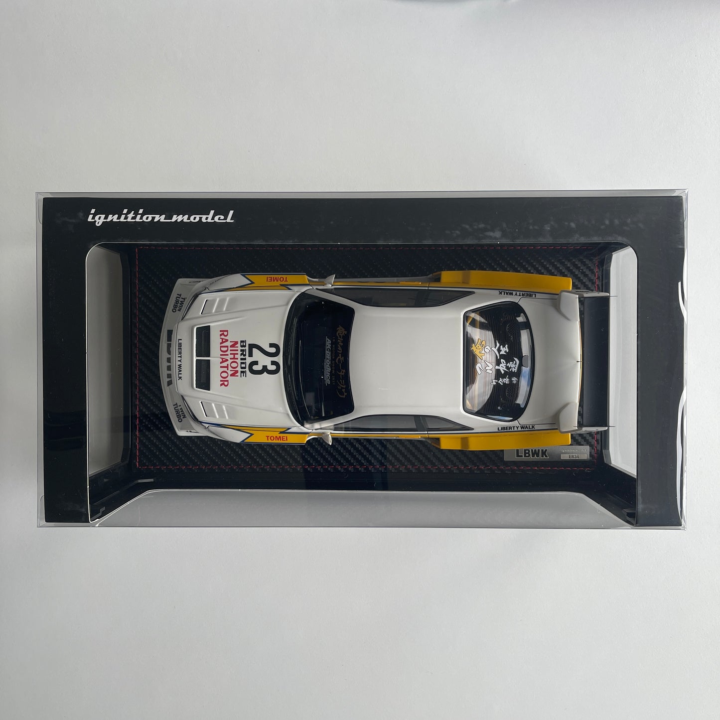 Ignition Model 1:18 LB-ER34 Super Silhouette Skyline White/Yellow