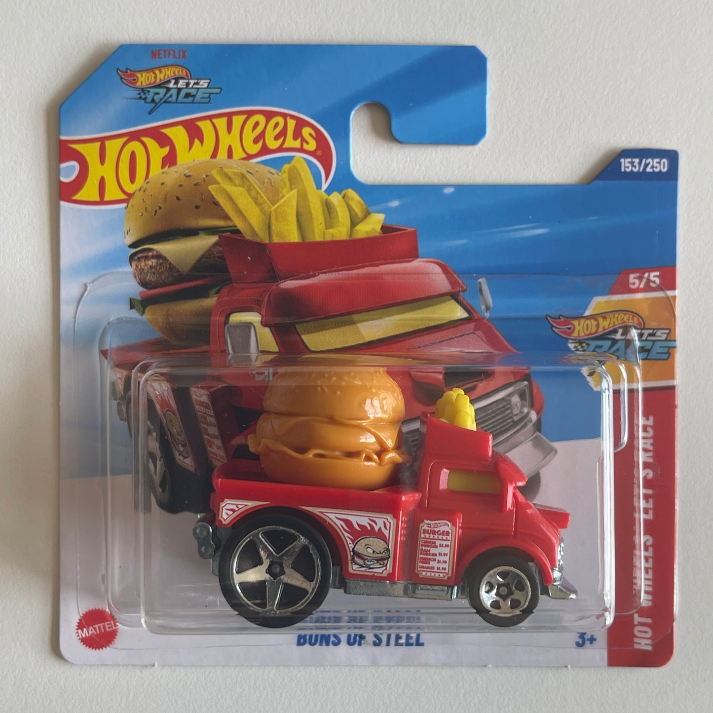 Hot Wheels Netflix Buns Of Steel (Red) Short Card (Damaged) Hot Wheels Let's Race 153/250