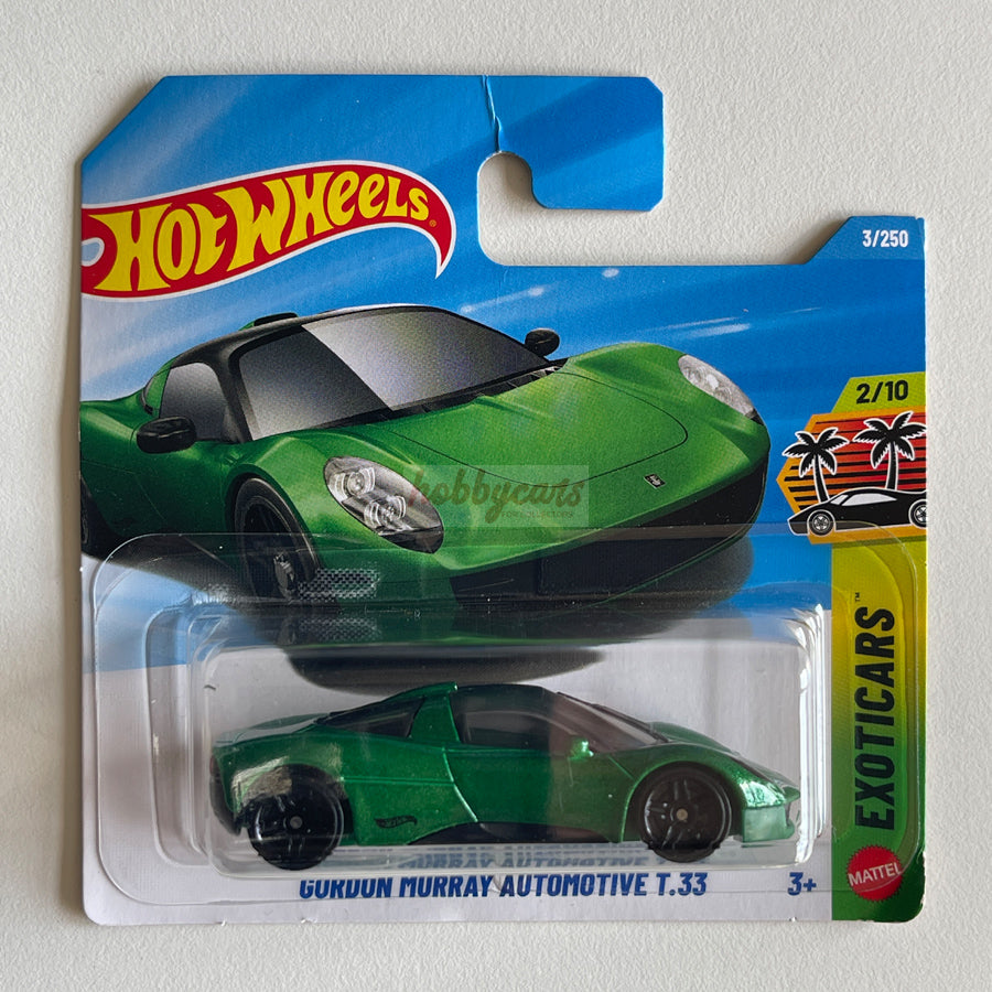 Hot Wheels Gordon Murray Automotive T.33 (Green) Short Card (Damaged) Exotics 3/250