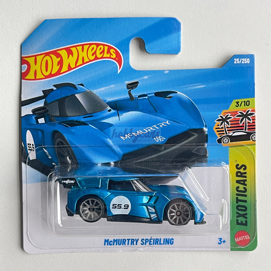 Hot Wheels McMurtry Speirling (Blue) Short Card (Damaged) Exoticars 25/250