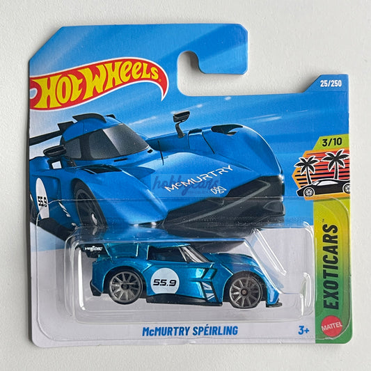 Hot Wheels McMurtry Speirling (Blue) Short Card (Damaged) Exoticars 25/250
