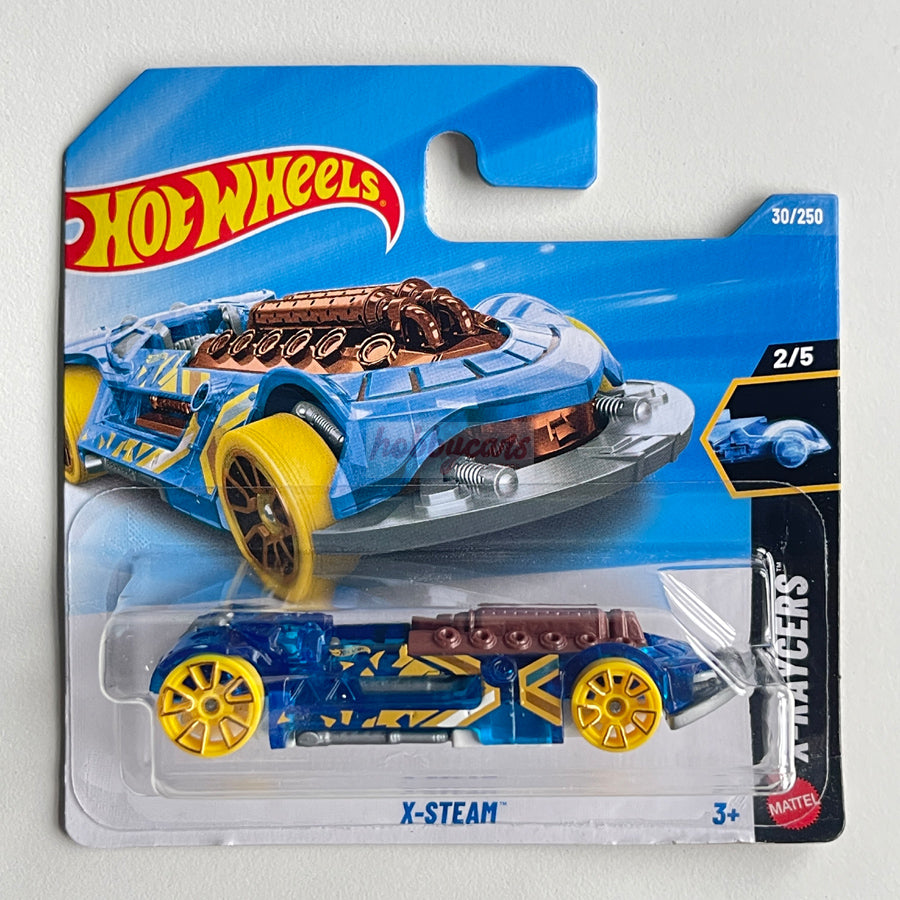 Hot Wheels X-Steam (Blue) Short Card (Damaged) X-Raycers 30/250