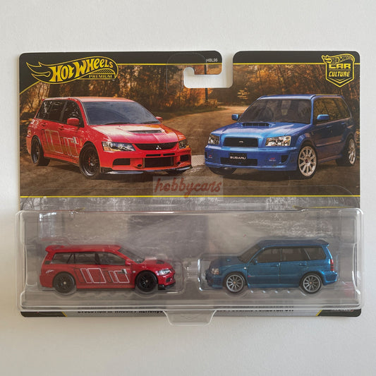 Hot Wheels 2 Twin Pack 2005 Mitsubishi Lancer Evolution X Wagon - 2004 Subaru Forester STI