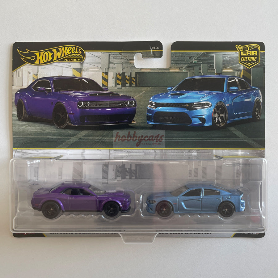 Hot Wheels 2 Twin Pack 2018 Dodge Challenger SRT Demon - 2015 Dodge Charger SRT