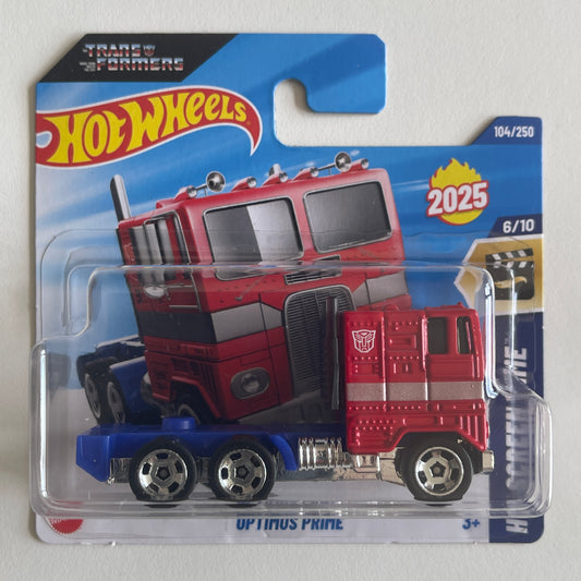 Hot Wheels Transformers Optimus Prime (Red) Short Card HW Screen Time 104/250