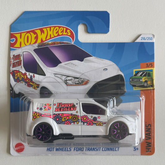 Hot Wheels Ford Transit Connect (White) Short Card (Damaged) HW Vans 216/250 Treasure Hunt