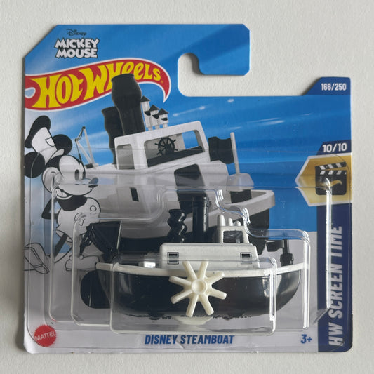 Hot Wheels Disney Steamboat (Black/White) Short Card (Damaged) HW Screen Time 166/250