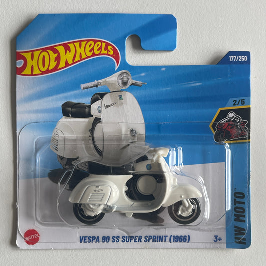 Hot Wheels Vespa 90 SS Super Sprint (1966) (White) Short Card (Damaged) HW Moto 177/250